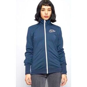 Nike Womens Pre Gamer Athletic Track Jacket Navy/White Sz‎ M Warmup Sports Retro